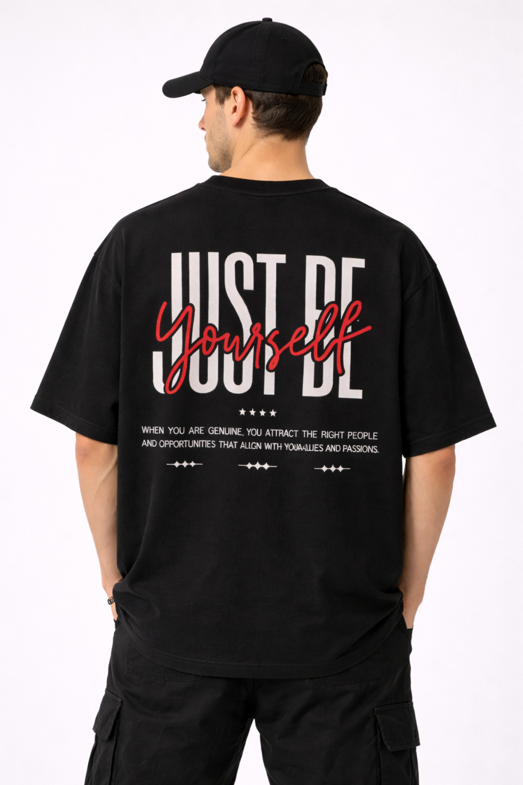 BLACK OVERSIZED PUFF PRINT UNISEX T-SHIRT