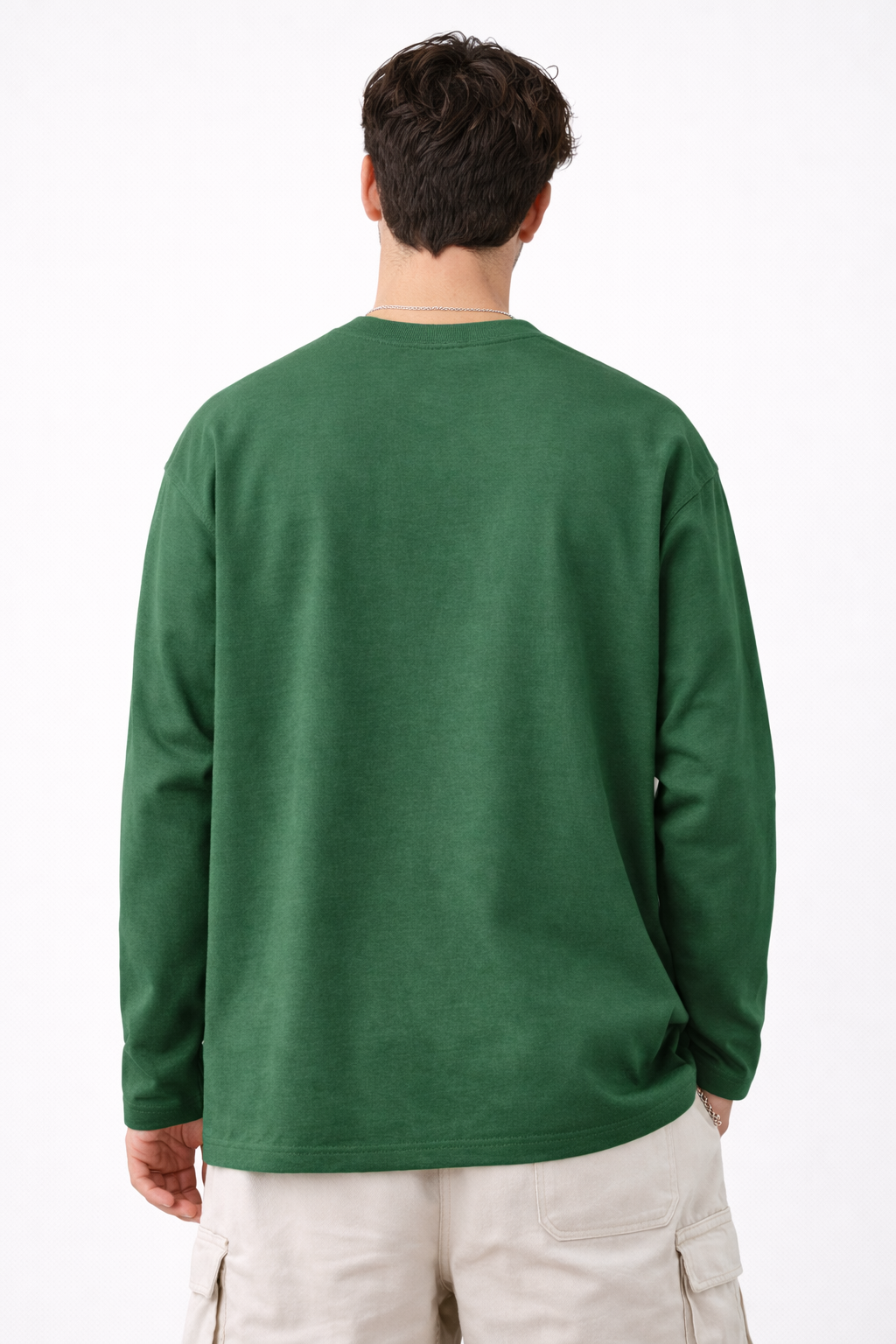 GREEN OVERSIZED FULL SLEEVES COTTON PREMIUM UNISEX TSHIRT